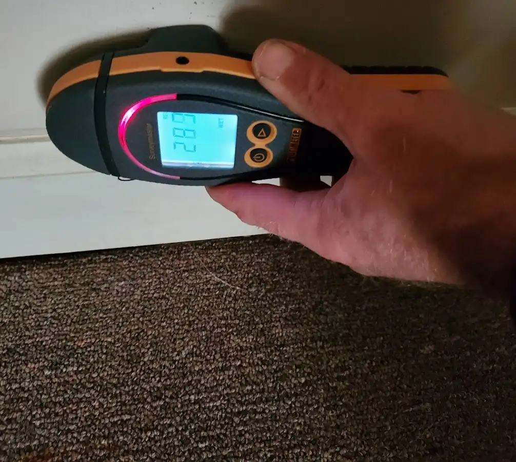Moisture detection at baseboard during Mold Inspection & Testing in Camino Tassajara